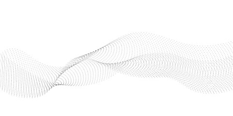 Poster - abstract flowing dots particles wave curved lines on transparent background. black halftone gradient