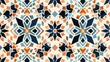 Vibrant geometric mosaic pattern with star like motifs