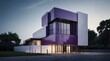 Contemporary purple white office building with modern architecture, modern business architecture, modern building design