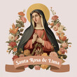 Feast of santa rosa de lima, saint of Peru. Santa Rosa de Lima social media post template banner