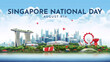 Singapore independence day 9 august design illustration, suitable for social media banner and template