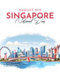 Singapore independence day 9 august design illustration, suitable for social media banner and template