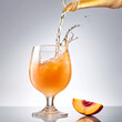 Glass of peach juice on white background
