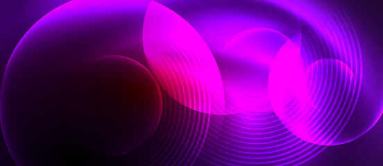 Aufkleber - A radiant circular shape in shades of purple, violet, and magenta glows against a dark background. It resembles automotive lighting with hints of electric blue and pink tints