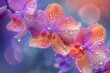 A close-up of vibrant Vanda Orchids, showcasing their vivid colors and large blooms, against a soft-focus background of a luxurious spa