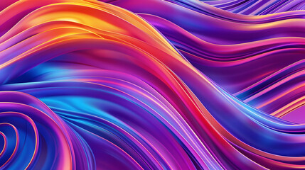 Wall Mural - Abstract dynamic and modern illustration of colored lines that are folded into wave, executed in blue, orange, purple and pink colors