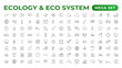 © artnazu - Ecology icon set. Ecofriendly icon, nature icons set. Linear ecology icons. Environmental sustainability simple symbol. Simple Set of  Line Icons.Global Warming, Forests, Organic Farming.
