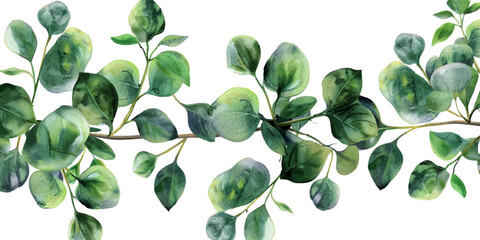 Sticker - Watercolor eucalyptus leaves garland isolated on white background