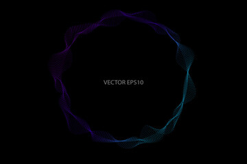 Wall Mural - Vector in concept of AI technology, science, music.
circles lines wavy in round frame isolated