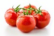 Four ripe, fresh red tomatoes isolated on a clean white background, perfect for culinary and food-related concepts