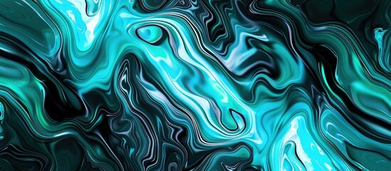 Wall Mural - Vibrant gradient burst of fluid waves in celestial hues of emerald and cosmic teal