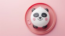 Cake Panda Character For Children Snack Time Or Party Birthday Copy Space Isolated