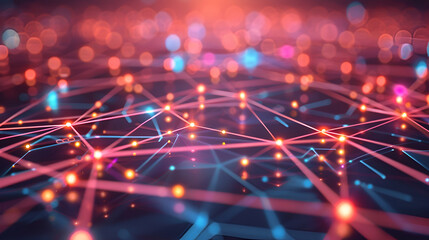 Poster - Background map of future communication technology concepts,3D_network_connections,Futuristic Illustration: A Technological Background of Creativity and Innovation
