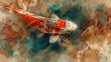 Poster - koi carp in the water