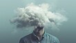 © Goodthings - Man with Head in Clouds on Light Background, Conceptual Representation of Confusion
