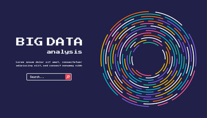 Fototapete - Technology background. Big data visualization concept. Abstract technology circuit board circle