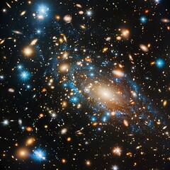 Wall Mural - High-resolution telescope image of a distant galaxy within the vast universe, showcasing intricate patterns of stars and light, ideal for educational content.