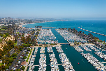 Poster - Aerial View of Dana Point Harbor With Boats and Jetty
