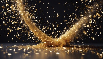 Wall Mural - 'dark gold confetti sparkles explosion swirl background glistering glow shine spark sparkle star lig