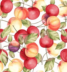 Wall Mural - cherry design painted in watercolors