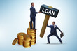 Businessman in loan and debt concept