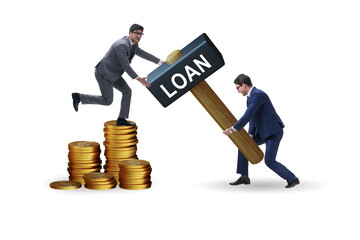 Poster - Businessman in loan and debt concept