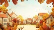 autumn wallpaper background with tree and dry leaves in the rural