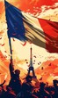 France victory day, flag of France - template for national holidays background.