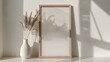 Wooden Photo Frame Floating with Subtle Shadow on Pure White Surface Reflecting Scandinavian Design