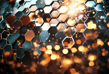 Poster - 'background hexagon pattern abstract white texture technology hexagonal illustration design graphic art geometric tech futuristic digital modern shape wallpaper space creative web element'