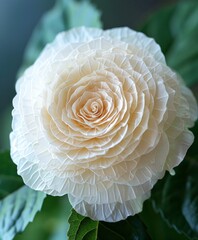 Wall Mural - Close Up of a White Flower With Green Leaves