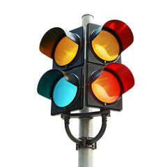 Traffic light on isolated transparent background