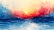A peaceful watercolor depiction of the USA flag, with soft hues and fluid strokes that reflect a serene and artistic setting.