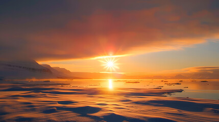 Poster - A mesmerizing display of the midnight sun during the summer solstice in the Arctic Circle