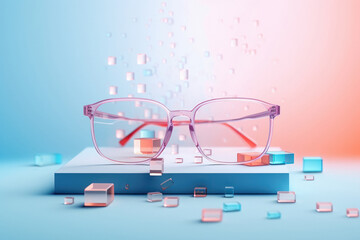 closeup view of colored eyeglasses