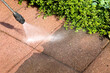 Cleaning stone patio slabs with high pressure