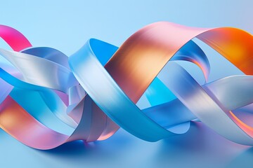 Wall Mural - Twisted Three-Dimensional Ribbon Background - Futuristic Tape Integration