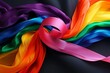 Rainbow Ribbon Twist - Multicoloured Ribbon Curve Wallpaper