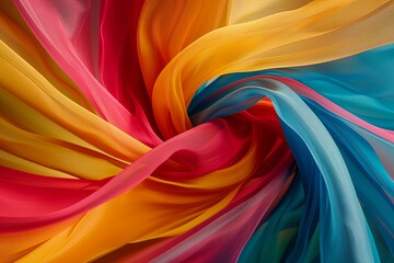 Wall Mural - Vibrant Swirls of Color: Fluid Ribbon Waves Twisting in Creative Patterns