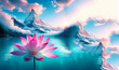 Lotus flower on the water surface with bokeh background, generative ai