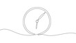 Clock continuous one line drawing on white background. Hand drawn alarm symbol. Vector illustration