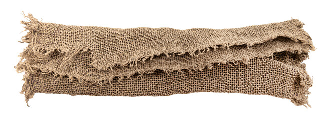 Wall Mural - Burlap texture. A piece of torn burlap on a white background. Canvas. Packing material