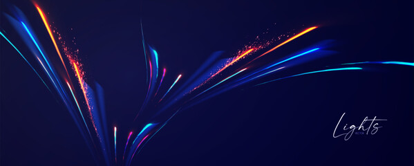 Wall Mural - Motion light effect. Shining magic background and liquid speed light