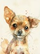Whimsical Watercolor of a Cute Baby Puppy Radiating Joy and Playfulness
