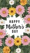 3D Happy Mothers Day Vertical Banner, Celebrate Mothers Day with 3D Floral Mobile Banner