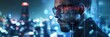 © NickArt - Business man wearing glasses and science and technology background with city scape and digital overlay innovative background for successful business development
