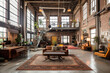 Transformation of abandoned warehouses into vibrant coworking spaces, fostering creativity amidst exposed brick walls and industrial aesthetics.
