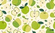 Designing abstract patterns of cute green apples in a single color, Generative AI