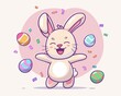 Celebration Cartoon. Cute Bunny Rabbit Character for Easter Celebration