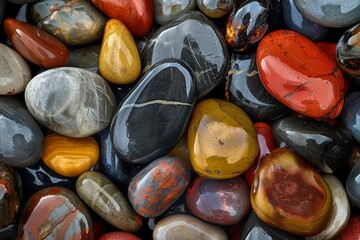  Background multicolored sea polished stones roll
